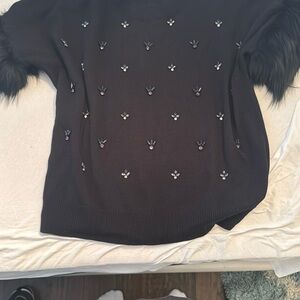 Black Kobi Halperin Sweater with Beaded Embellishments